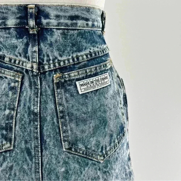 Made in the Shade vintage blue Jean skirt 3 denim acid washed 80s high waisted - Picture 5 of 11